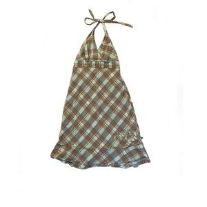 Plaid cowgirl midi halter dress